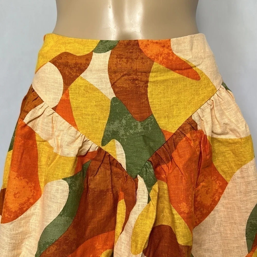 Fe Noel Women's Mixed Paint Print Mini Skirt Orange/Brown/Peach - Picture 4 of 4